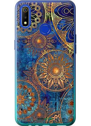 Чехол на realme 3 золотой узор "678u-1869-2448"