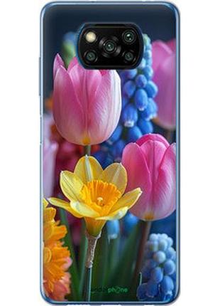 Чохол на xiaomi poco x3 весняні квіти "6058t-2073-2448"