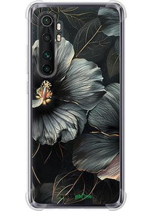 Чехол на xiaomi mi note 10 lite черные цветы "6031sp-1937-2448"