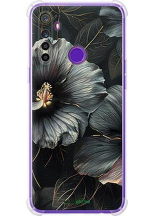 Чехол на realme 5 черные цветы "6031sp-1862-2448"