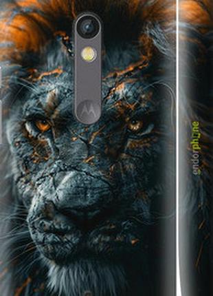 Чехол на motorola moto x play пламенный лев "6153m-459-2448"