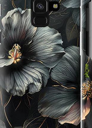 Чехол на samsung galaxy a8 2018 a530f черные цветы "6031m-1344-2448"