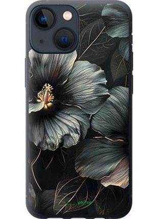 Чехол на iphone 13 mini черные цветы "6031t-2373-2448"