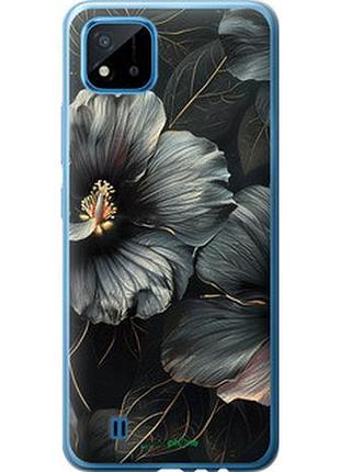Чехол на realme c20a черные цветы "6031u-2416-2448"