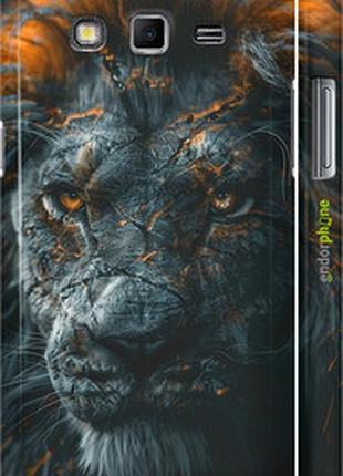 Чехол на samsung galaxy grand 2 g7102 пламенный лев "6153m-41-2448"
