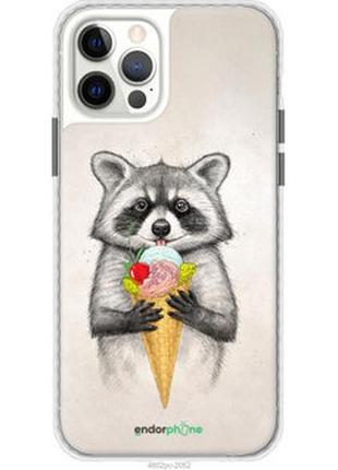Чехол на iphone 12 pro енотик с мороженым "4602pc-2052-2448"
