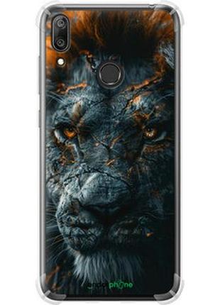 Чехол на huawei y7 2019 пламенный лев "6153sp-1638-2448"