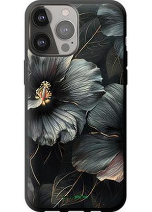 Чохол на iphone 13 pro max чорний квіти "6031b-2371-2448"