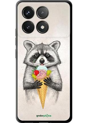 Чехол на xiaomi redmi k70 pro енотик с мороженым "4602b-3800-2448"