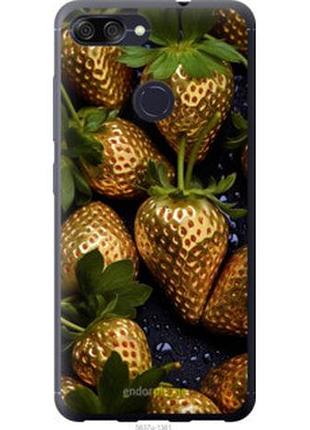 Чехол на asus zenfone max plus m1 zb570tl золотая клубника "5637u-1361-2448"