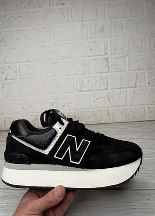 Крутые черные кроссовки на платформе new balance 574 +