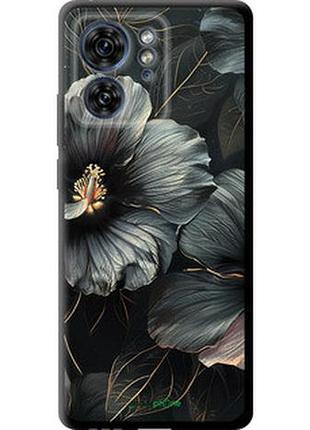 Чехол на motorola edge 40 черные цветы "6031b-3335-2448"