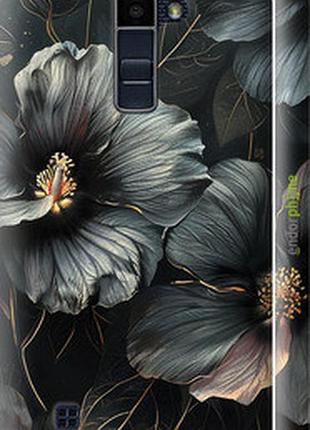 Чехол на lg k10 / k410 черные цветы "6031m-349-2448"