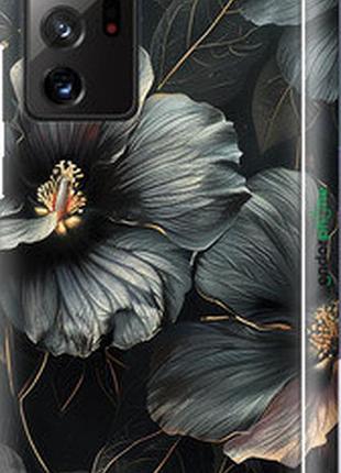 Чехол на samsung galaxy note 20 ultra черные цветы "6031m-2051-2448"