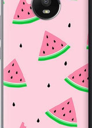 Чехол на motorola moto e4 plus розовый арбуз "4314u-1000-2448"