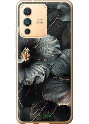 Чохол на vivo v23 чорні квіти "6031u-2642-2448"
