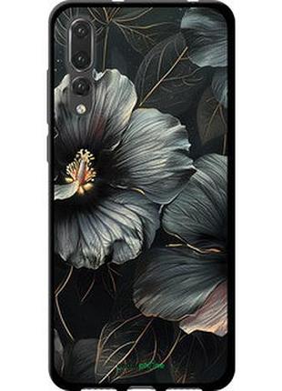 Чехол на huawei p20 pro черные цветы "6031b-1470-2448"