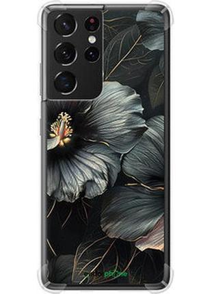 Чехол на samsung galaxy s21 ultra (5g) черные цветы "6031sp-2116-2448"