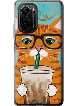 Чехол на xiaomi poco f3 зеленоглазый кот в очках "4054t-2280-2448"