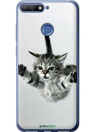 Чехол на huawei y6 prime 2018 летящий котёнок "2322u-1441-2448"