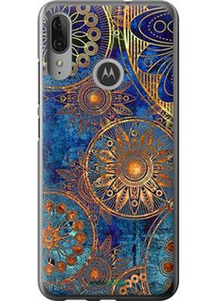 Чехол на motorola moto e6 plus золотой узор "678u-1780-2448"