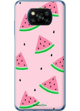 Чехол на xiaomi poco x3 розовый арбуз "4314u-2073-2448"