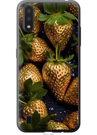 Чехол на samsung galaxy a01 a015f золотая клубника "5637u-1842-2448"