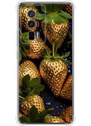 Чехол на xiaomi poco f5 pro 5g золотая клубника "5637sp-3193-2448"