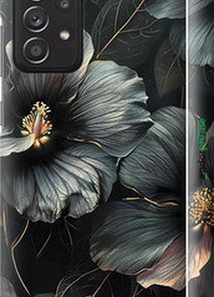 Чехол на samsung galaxy a52 черные цветы "6031m-2251-2448"