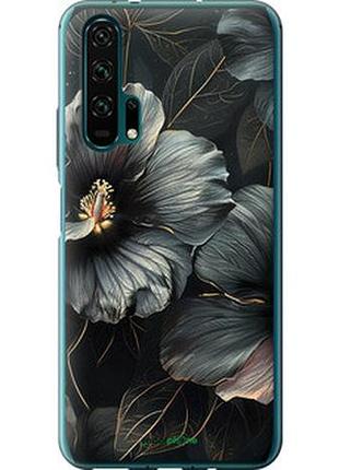 Чехол на huawei honor 20 pro черные цветы "6031u-1702-2448"