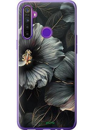 Чехол на realme 5 черные цветы "6031u-1862-2448"