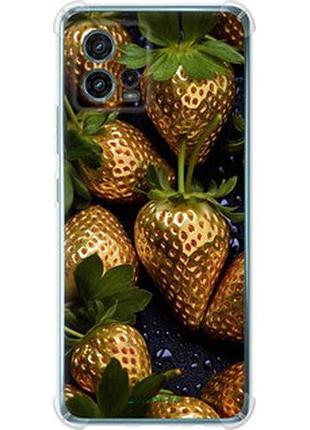 Чехол на motorola g72 золотая клубника "5637sp-2859-2448"