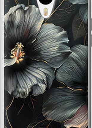 Чехол на meizu m1/m1 mini черные цветы "6031u-188-2448"