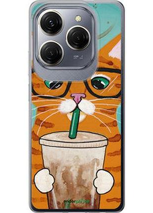 Чохол на tecno spark 20 pro зелено-очевий кіт в окулярах "4054u-3620-2448"