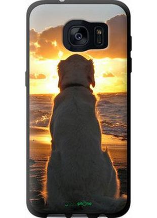 Чехол на samsung galaxy s7 edge g935f закат и собака "3966b-257-2448"