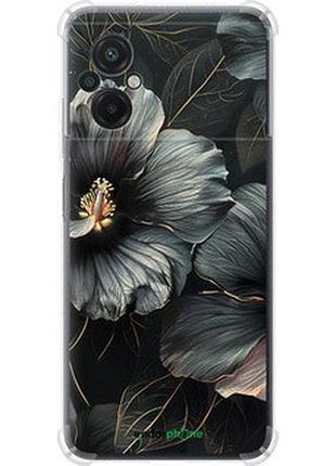 Чехол на xiaomi poco m5 черные цветы "6031sp-2767-2448"