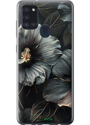 Чехол на samsung galaxy a21s a217f черные цветы "6031t-1943-2448"
