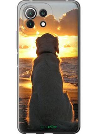 Чехол на xiaomi mi 11 lite закат и собака "3966u-2281-2448"