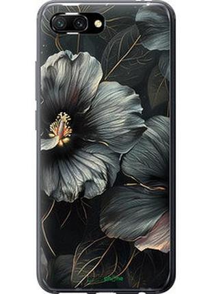 Чехол на huawei honor 10 черные цветы "6031u-1496-2448"