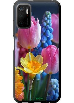 Чехол на xiaomi redmi note 10t весенние цветы "6058b-2484-2448"