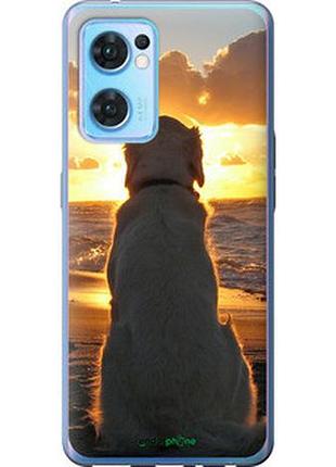 Чехол на oppo reno7 5g закат и собака "3966u-2669-2448"