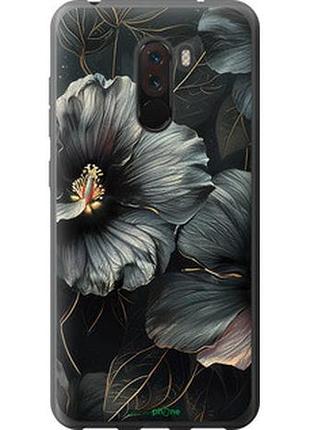 Чехол на xiaomi pocophone f1 черные цветы "6031u-1556-2448"