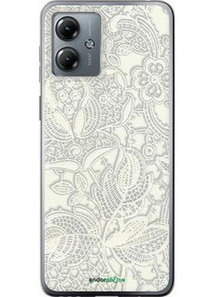 Чехол на motorola moto g14 белое кружево "4383u-3197-2448"