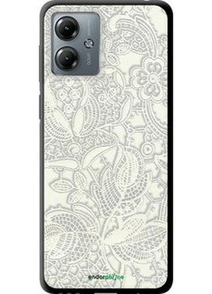 Чехол на motorola moto g14 белое кружево "4383b-3197-2448"