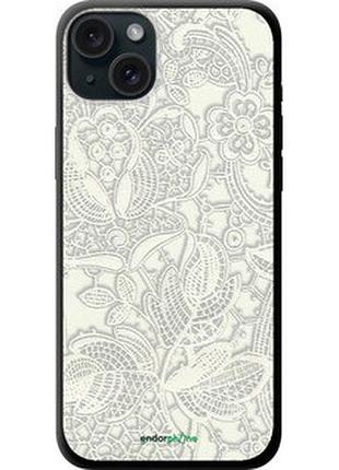 Чехол на iphone 15 plus белое кружево "4383b-3097-2448"