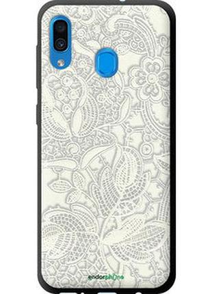 Чехол на samsung galaxy a20 2019 a205f белое кружево "4383b-1761-2448"