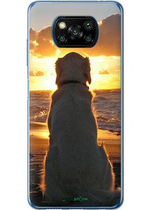Чехол на xiaomi poco x3 закат и собака "3966u-2073-2448"