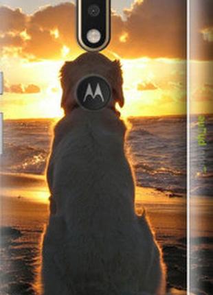 Чехол на motorola moto g4 закат и собака "3966m-511-2448"