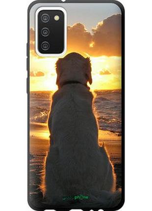 Чехол на samsung galaxy a02s a025f закат и собака "3966b-2203-2448"