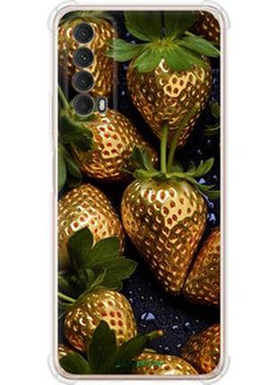 Чехол на huawei p smart 2021 золотая клубника "5637sp-2100-2448"